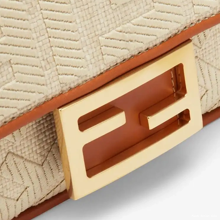 Cheap Motif In Fendi Beige Bag Straw Mini Baguette FF 0508